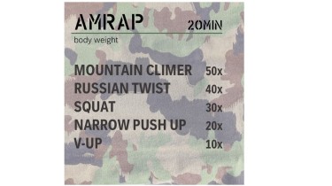 Full body workout: AMRAP 20min - body weight
