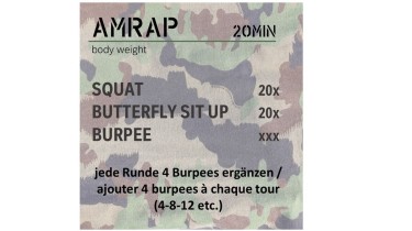 Full body workout: AMRAP 20min - body weight