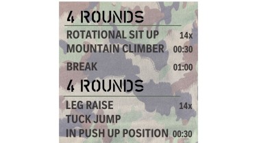 Core muscle workout: 2 x 4 rounds