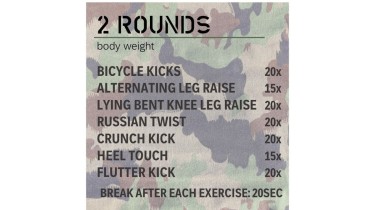 Core muscle workout: 2 rounds - body weight