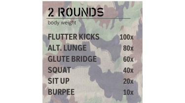 Full body workout: 2 rounds - body weight
