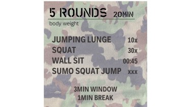 Training Unterkörper: 5 rounds - body weight