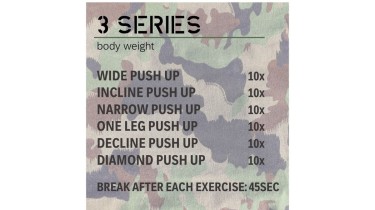 Training Brustmuskulatur: 1 round - 3 series - body weight