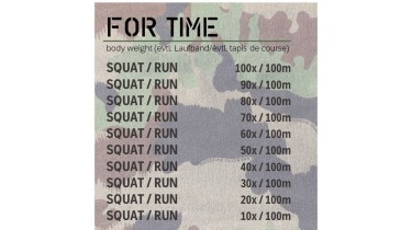 Training Unterkörper: 10 rounds - body weight